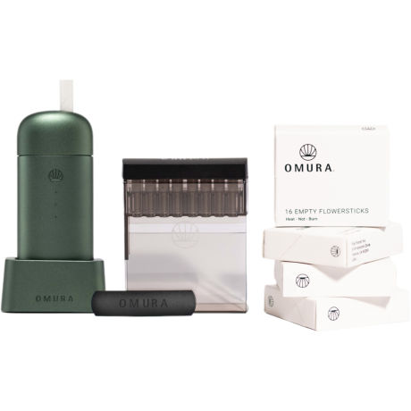 Zelený vaporizér Omura Series X Complete Set. Technologie heat-not-burn, rychlé nahřívání a dlouhá výdrž.