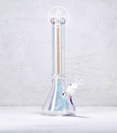 Robustné sklenené bongo Ledová perla 38cm zo 9mm hrubého skla. Odolný ice bong s difuzérom pre jemný dym.